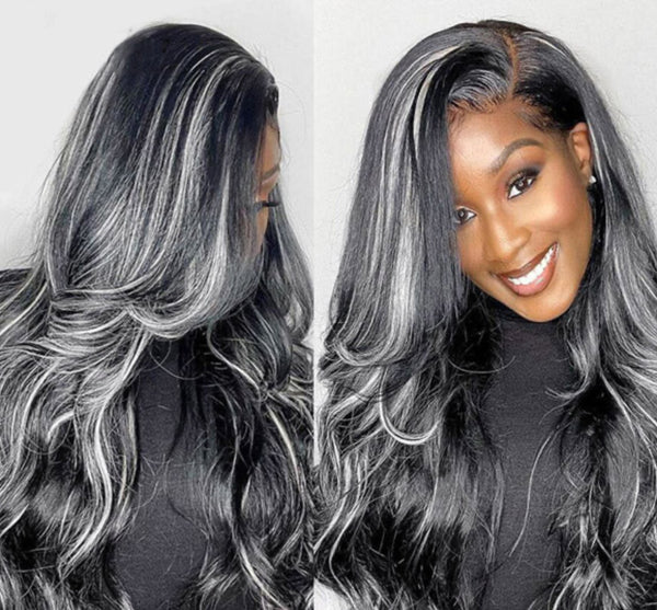 Gray Highlights In Black Hair Body Wave*