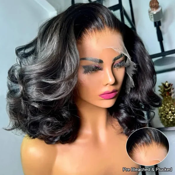 Glueless Short Bouncy Loose Wave Wig 6×5 13×4 Glueless HD Lace Front Wig Pre Plucked & Bleached