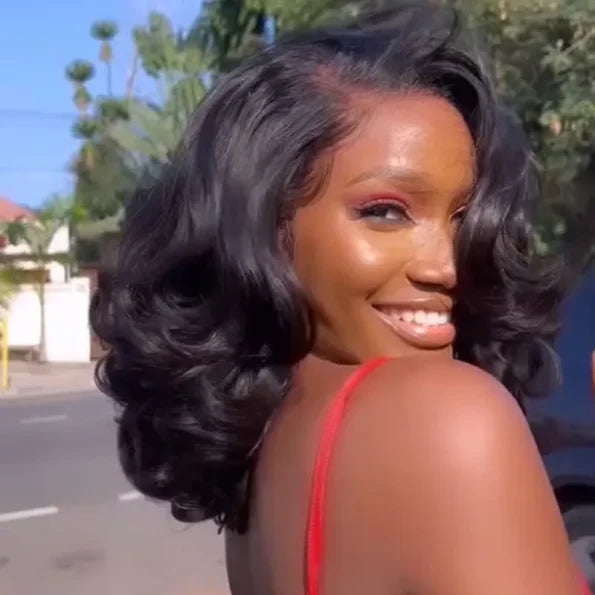 Glueless Short Bouncy Loose Wave Wig 6×5 13×4 Glueless HD Lace Front Wig Pre Plucked & Bleached