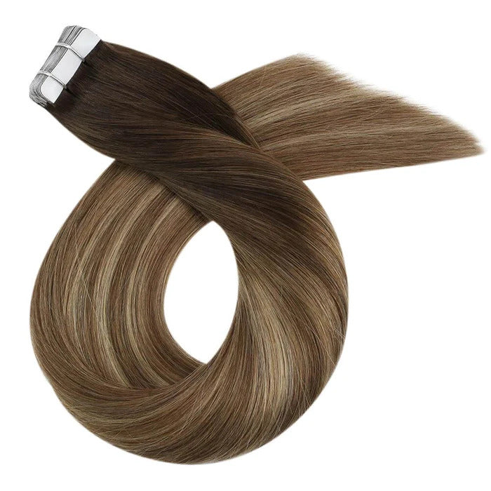 Tape in Real Human Hair Extensions Virgin Hair Balayage(#4/10/16)  