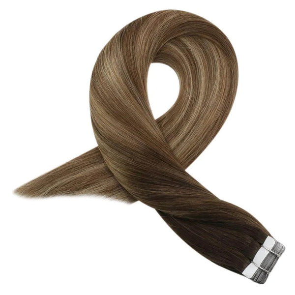 Tape in Real Human Hair Extensions Virgin Hair Balayage(#4/10/16)  (74)