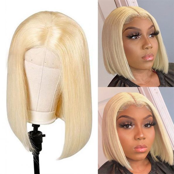 613 Blonde Bob Wig Straight 13×4 13×6 HD Lace Wig 180% Density