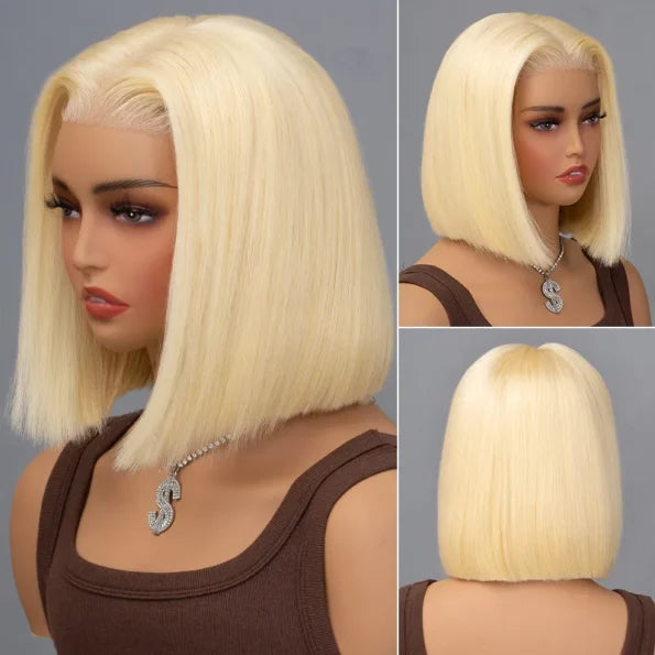 613 Blonde Bob Wig Straight 13×4 13×6 HD Lace Wig 180% Density
