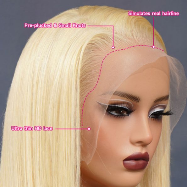 613 Blonde HD Lace Front Wigs Brazilian Straight Human Hair Wigs 180% Density