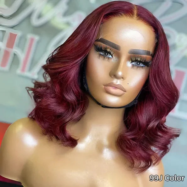 Short Loose Body Wave 6×5 HD Lace Glueless Wig Reddish Brown/99J Burgundy/Brown Color 100% Human Hair