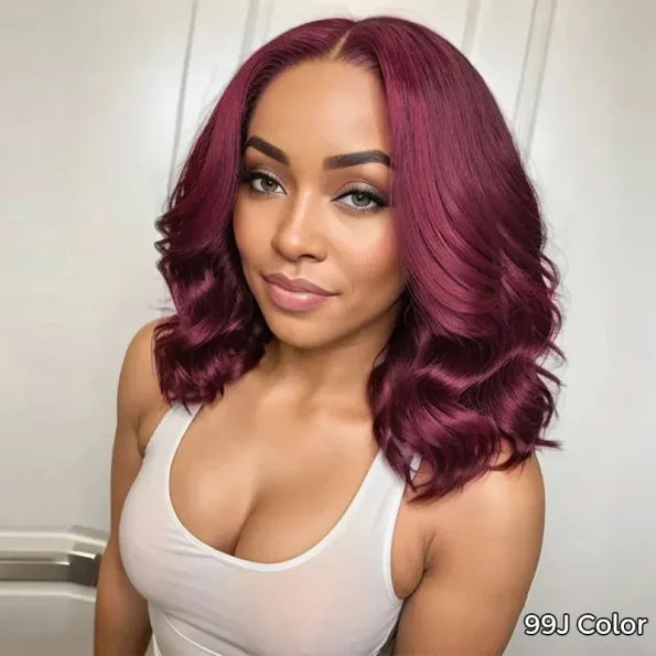 Short Loose Body Wave 6×5 HD Lace Glueless Wig Reddish Brown/99J Burgundy/Brown Color 100% Human Hair