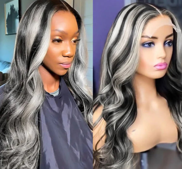 Gray Highlights In Black Hair Body Wave*