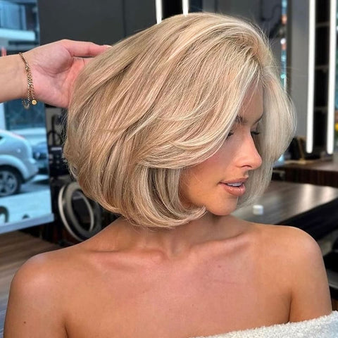 Barbie Blonde With Brown #P10/613 Colored Short Bob Wig 13x4 Lace Front Wigs Straight Highlights Bob