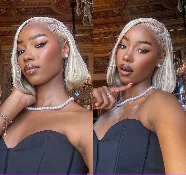 Barbie Blonde With Brown #P10/613 Colored Short Bob Wig 13x4 Lace Front Wigs Straight Highlights Bob