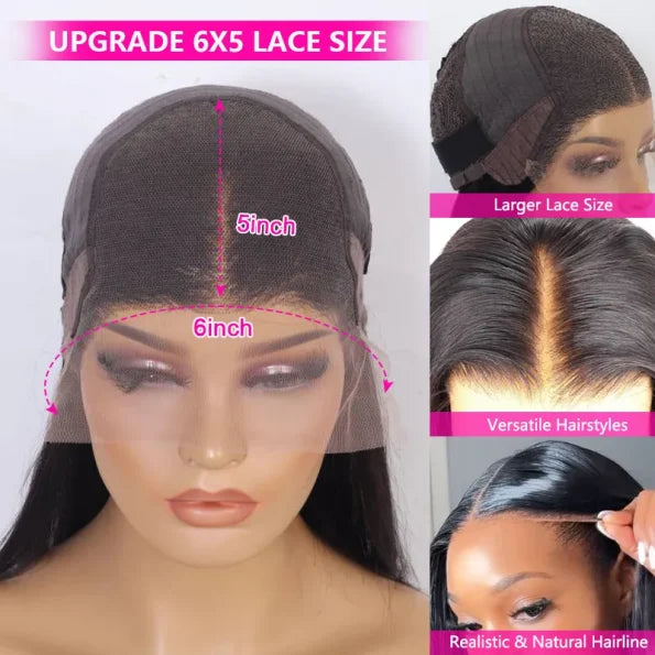 Breathable Air Cap | Short Water Wave Bob 6×5 Plus Lace Wear Go Glueless Wig 100% Human Hair