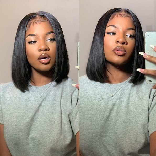 Pre Bleached Knots Short Straight Human Hair Bob 6×5 HD Pre-Cut Lace Glueless Wig