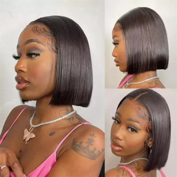 Glueless Short Bob Wig Straight 6×5 13×4 Invisible HD Lace Closure Wig 180% Density