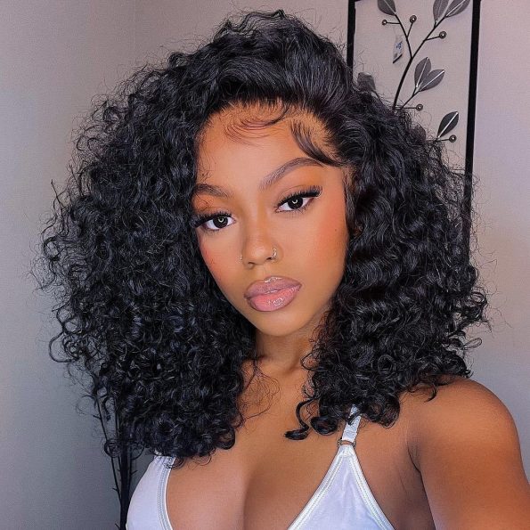 Natural Curly Glueless Wig Short Bouncy Deep Curly 6x5 13x4  HD Lace Wig Pre Bleached & Plucked 180% Density