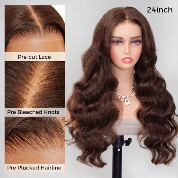 Chocolate Brown 4# Color 13×4 Body Wave HD 6x5 Lace Frontal Wig Straight Colored Human Hair Wigs