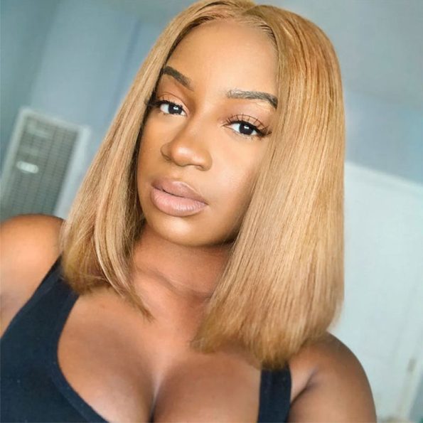 Honey Blonde Bob 6×5 Glueless HD Lace Short Human Hair Wig