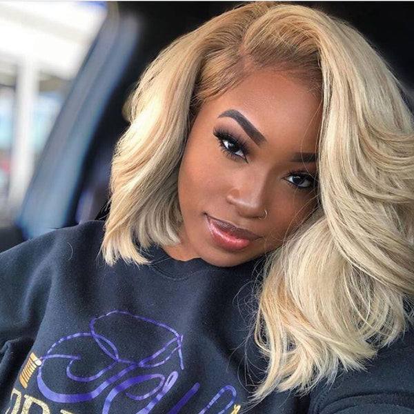 Barbie Blonde With Brown #P10/613 Coloured 6x5 Short Bob Wig  13x4 Lace Front Wigs Straight Highlights Bob