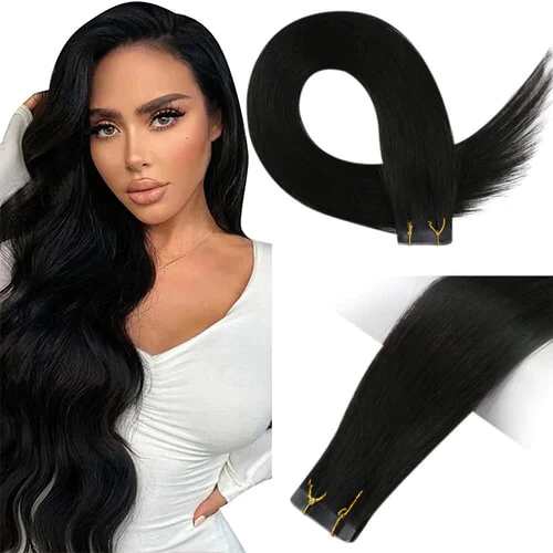 Tape In Extensions Real Human Jet Black (#1)