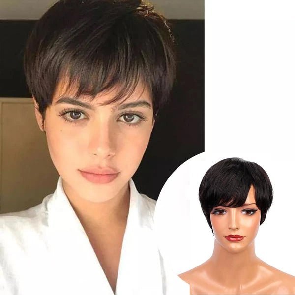 Pixie Short Natural Straight Human Hair Wig