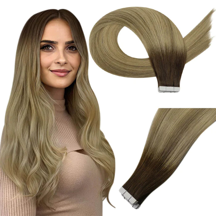  Tape In Human Hair Extensions(#3/8/26) 