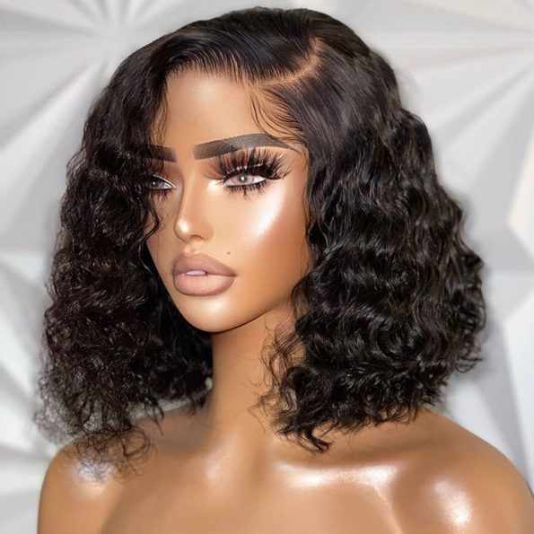 Glueless Water Wave Short Wig 6×5 Wear Go Glueless 13×4 HD Lace Front Wigs 180% Density