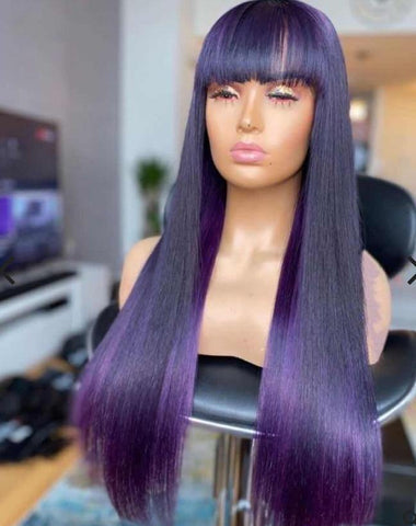 Lace Front 10a Purple Black  Wig Unit - Belle Noir Beauty