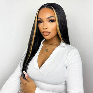 200 Density Black Blonde 13x4 Lace Frontal with Bangs