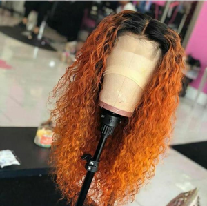1B/Orange Curly Lace Front Unit