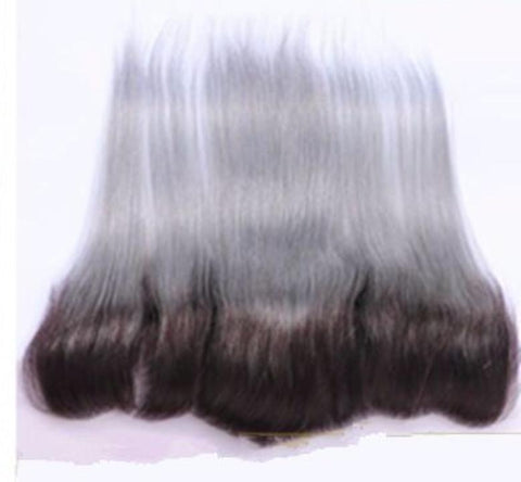 Grey OmbrÃ© Straight Frontal System - Belle Noir Beauty