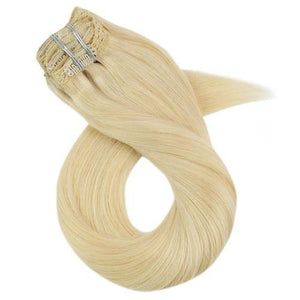 10A Clip In Human Hair Bleach Blonde #613