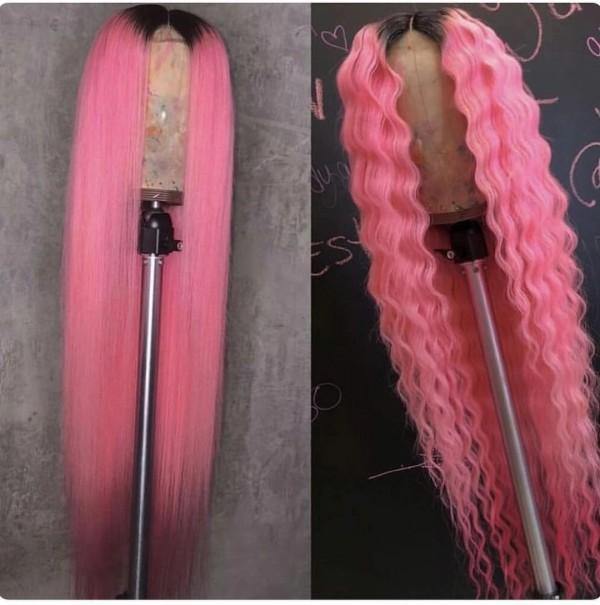1B Pink Human Hair wigs - Belle Noir Beauty