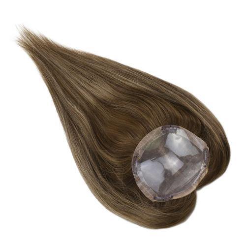 Topper Hair Pieces Human Hair Remy Hair Toupee #4 Fading To Blonde #27 Mixed With Brown #4(#4/27/4)